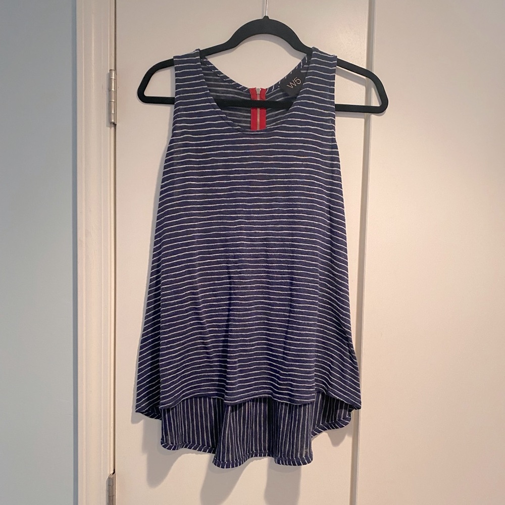 Anthropology Navy and white striped swing tank